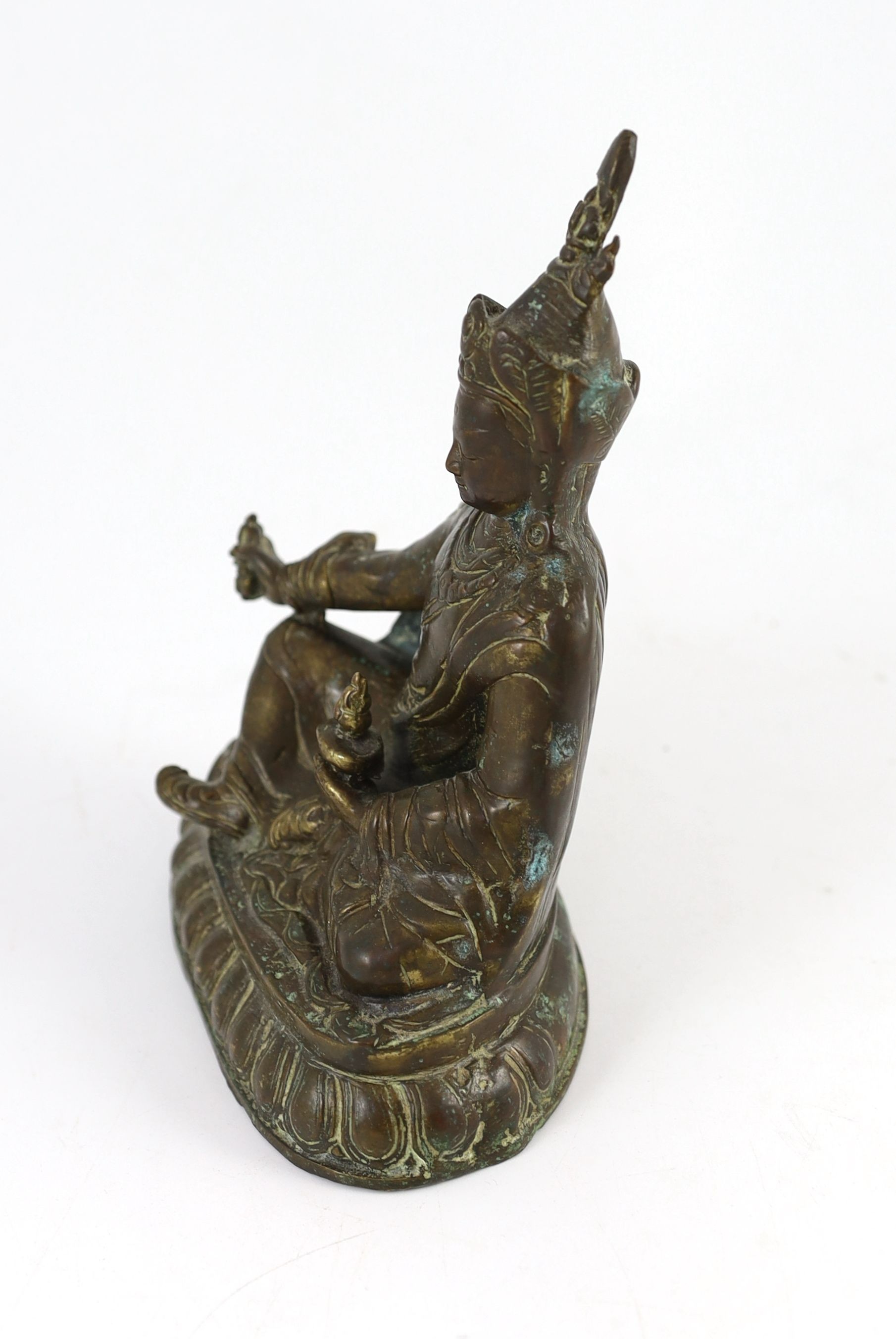 A Nepalese bronze figure of a Bodhisattva, possibly Vajrasattva, 18.5 cm high